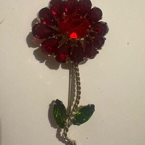 Weiss Red and Green Floral Brooch